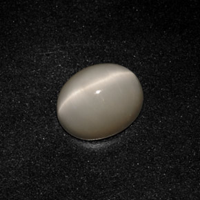 3.19 ct Gray Quartz Cat's Eye Stone, Natural Quartz Cat's Eye in Oval Cabochon Shape for Sale