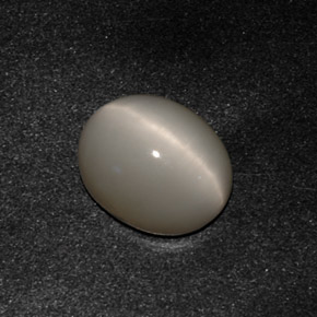 3.07 ct Gray Quartz Cat's Eye Gemstone, Quartz Cat's Eye Gem in Oval Cabochon Shape for Sale.