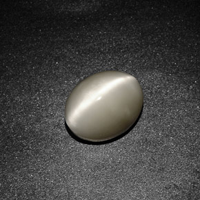 3.37 ct Gray Quartz Cat's Eye Stone, Natural Quartz Cat's Eye in Oval Cabochon Shape for Sale