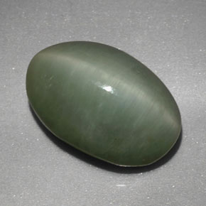 Quartz Cat's Eye Gemstone in 12.4 x 8.3 mm Size for Sale, Quartz Cat's Eye Stone in Green Color