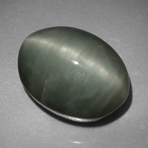 Quartz Cat's Eye Gemstone in 13.4 x 10.3 mm Size for Sale, Quartz Cat's Eye Stone in Green Color