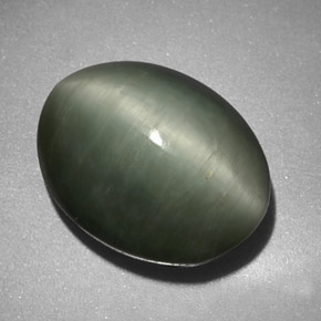 Quartz Cat's Eye Gemstone in 12.2 x 9.5 mm Size for Sale, Quartz Cat's Eye Stone in Green Color