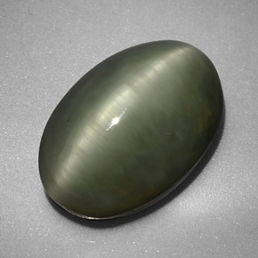 Quartz Cat's Eye Gemstone in 13.8 x 9.3 mm Size for Sale, Quartz Cat's Eye Stone in Green Color