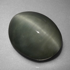 Quartz Cat's Eye Gemstone in 12.9 x 10.1 mm Size for Sale, Quartz Cat's Eye Stone in Green Color