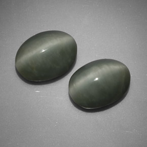 8.61 ct Green Quartz Cat's Eye Stone, Natural Quartz Cat's Eye in Oval Cabochon Shape for Sale