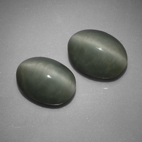 Quartz Cat's Eye Gemstone in 11.3 x 8.5 mm Size for Sale, Quartz Cat's Eye Stone in Green Color