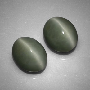 10.35 ct Green Quartz Cat's Eye Stone, Natural Quartz Cat's Eye in Oval Cabochon Shape for Sale