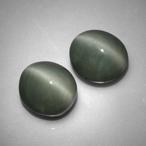 11.11 ct Green Quartz Cat's Eye Gemstone, Quartz Cat's Eye Gem in Oval Cabochon Shape for Sale.