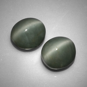 11.11 ct Green Quartz Cat's Eye Stone, Natural Quartz Cat's Eye in Oval Cabochon Shape for Sale