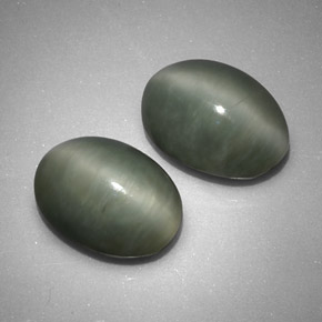 8.78 ct Green Quartz Cat's Eye Gemstone, Quartz Cat's Eye Gem in Oval Cabochon Shape for Sale.