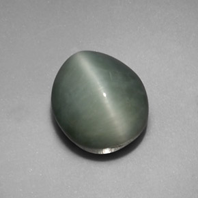 5.35 ct Green Quartz Cat's Eye Stone, Natural Quartz Cat's Eye in Oval Cabochon Shape for Sale