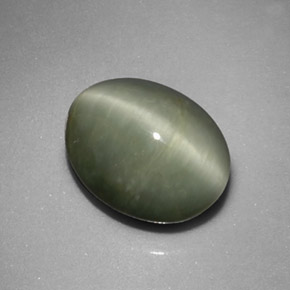 Quartz Cat's Eye Gemstone in 11.6 x 9.2 mm Size for Sale, Quartz Cat's Eye Stone in Green Color
