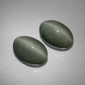 Quartz Cat's Eye Gemstone in 13.1 x 9.2 mm Size for Sale, Quartz Cat's Eye Stone in Green Color