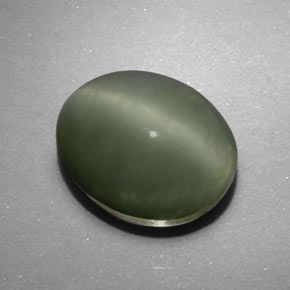 Quartz Cat's Eye Gemstone in 12.9 x 10.4 mm Size for Sale, Quartz Cat's Eye Stone in Green Color
