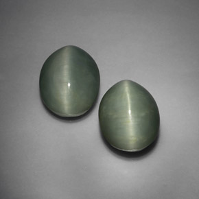 13.91 ct Green Quartz Cat's Eye Stone, Natural Quartz Cat's Eye in Oval Cabochon Shape for Sale