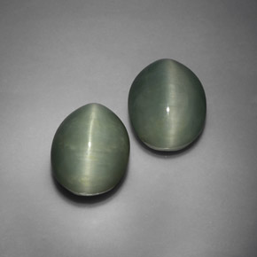 Quartz Cat's Eye Gemstone in 13.1 x 10.1 mm Size for Sale, Quartz Cat's Eye Stone in Green Color