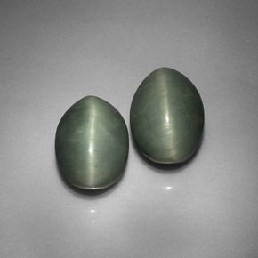 13.30 ct Green Quartz Cat's Eye Gemstone, Quartz Cat's Eye Gem in Oval Cabochon Shape for Sale.