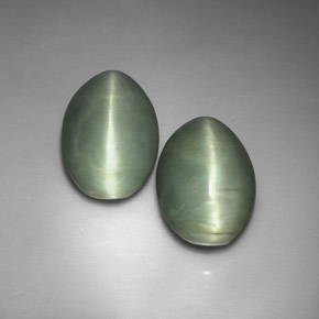 12.26 ct Green Quartz Cat's Eye Stone, Natural Quartz Cat's Eye in Oval Cabochon Shape for Sale
