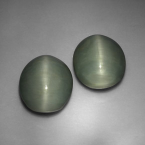 14.40 ct Green Quartz Cat's Eye Stone, Natural Quartz Cat's Eye in Oval Cabochon Shape for Sale