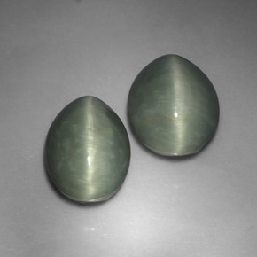 14.67 ct Green Quartz Cat's Eye Stone, Natural Quartz Cat's Eye in Oval Cabochon Shape for Sale