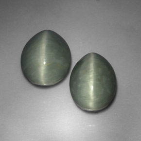 Quartz Cat's Eye Gemstone in 13.2 x 9.8 mm Size for Sale, Quartz Cat's Eye Stone in Green Color