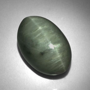 9.28 ct Green Quartz Cat's Eye Stone, Natural Quartz Cat's Eye in Oval Cabochon Shape for Sale