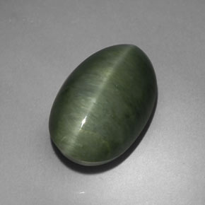 Quartz Cat's Eye Gemstone in 14.6 x 9.2 mm Size for Sale, Quartz Cat's Eye Stone in Green Color