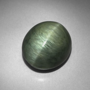 Quartz Cat's Eye Gemstone in 12.1 x 10.7 mm Size for Sale, Quartz Cat's Eye Stone in Green Color