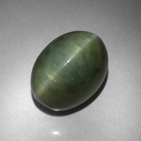 Quartz Cat's Eye Gemstone in 12.6 x 9.6 mm Size for Sale, Quartz Cat's Eye Stone in Green Color