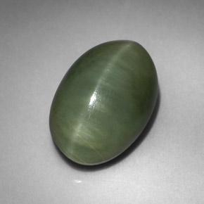 Quartz Cat's Eye Gemstone in 12.7 x 8.8 mm Size for Sale, Quartz Cat's Eye Stone in Green Color