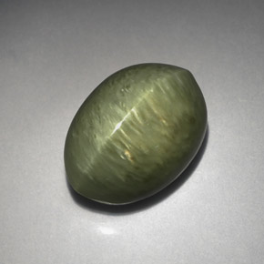 Quartz Cat's Eye Gemstone in 12.9 x 9.2 mm Size for Sale, Quartz Cat's Eye Stone in Green Color