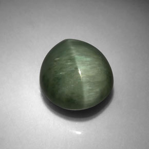 4.70 ct Green Quartz Cat's Eye Gemstone, Quartz Cat's Eye Gem in Oval Cabochon Shape for Sale.
