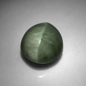 4.70 ct Green Quartz Cat's Eye Stone, Natural Quartz Cat's Eye in Oval Cabochon Shape for Sale