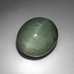 Quartz Cat's Eye Gemstone in 12.3 x 10.5 mm Size for Sale, Quartz Cat's Eye Stone in Green Color