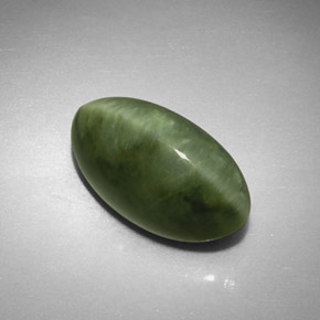 Quartz Cat's Eye Gemstone in 13.4 x 7.4 mm Size for Sale, Quartz Cat's Eye Stone in Green Color