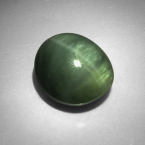 Quartz Cat's Eye Gemstone in 12.2 x 11.2 mm Size for Sale, Quartz Cat's Eye Stone in Green Color