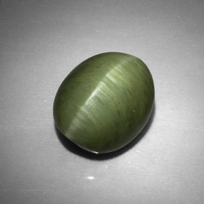 Quartz Cat's Eye Gemstone in 12 x 10 mm (calibrated) Size for Sale, Quartz Cat's Eye Stone in Green Color