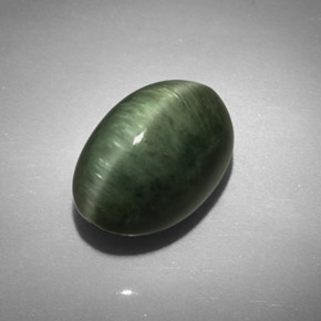 7.85 ct Green Quartz Cat's Eye Stone, Natural Quartz Cat's Eye in Oval Cabochon Shape for Sale