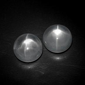 Clear White Quartz Cat's Eye Gem - 4.6ct Round Cabochon (ID: 351427)
