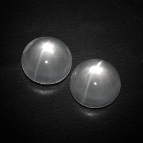 8.74 ctw White Quartz Cat's Eye Stones, Natural Quartz Cat's Eye in Round Cabochon Shape for Sale