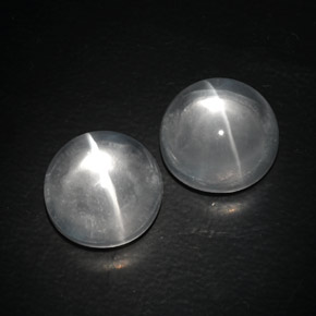 Quartz Cat's Eye Gemstone in 11 mm (calibrated) Size for Sale, Quartz Cat's Eye Stone in White Color