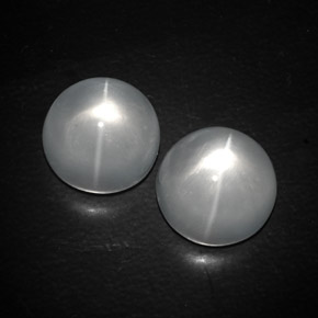 13.03 ctw White Quartz Cat's Eye Stones, Natural Quartz Cat's Eye in Round Cabochon Shape for Sale