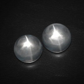 Clear White Quartz Cat's Eye Gem - 4.9ct Round Cabochon (ID: 351456)