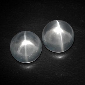 13.64 ct White Quartz Cat's Eye Gemstone, Quartz Cat's Eye Gem in Round Cabochon Shape for Sale.