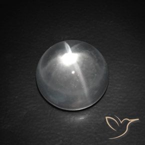 Cuarzo Ojo de Gato Blanco Cabujón Redondo de 13,1mm de India, peso de 9.45ct, piedra preciosa No tratado de forma natural en claridad Transparente, Cuarzo Ojo de Gato de 1 pieza: el color es Blanco claro, dureza Mohs de 7 Adecuado para joyas de uso diario, Photo A