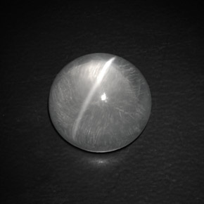 9.02 ct White Quartz Cat's Eye Stone, Natural Quartz Cat's Eye in Round Cabochon Shape for Sale