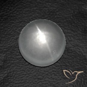 7.61 ct White Quartz Cat's Eye Stone, Natural Quartz Cat's Eye in Round Cabochon Shape for Sale
