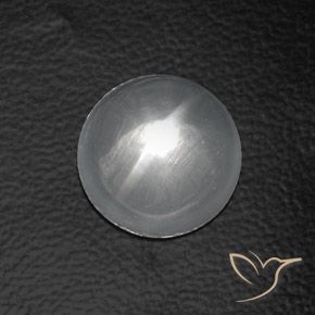 7.73 ct White Quartz Cat's Eye Stone, Natural Quartz Cat's Eye in Round Cabochon Shape for Sale