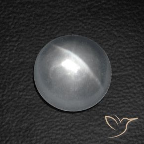 8.34 ct White Quartz Cat's Eye Stone, Natural Quartz Cat's Eye in Round Cabochon Shape for Sale