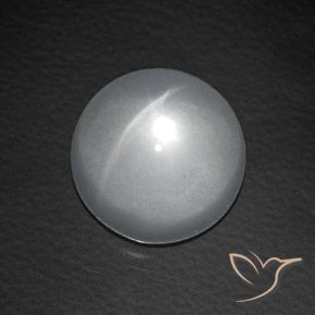 8.40 ct White Quartz Cat's Eye Stone, Natural Quartz Cat's Eye in Round Cabochon Shape for Sale